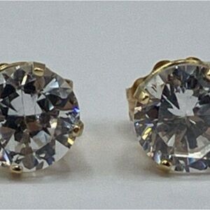 14k Gold 5.1mm Round Cut Cubic Zirconia Gemstone Stud Earrings